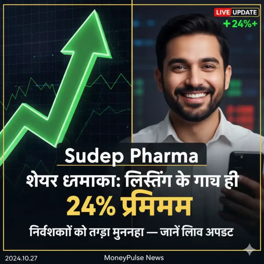Sudeep Pharma शेयर धमाका: लिस्टिंग के साथ ही 24% प्रीमियम, निवेशकों को तगड़ा मुनाफा — जानें लाइव अपडेट